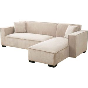 Oviala - Festes 3-Sitzer-Ecksofa mit Chaiselongue rechts in Ecru