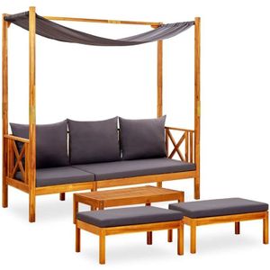 Vidaxl - Gartenbank mit Tisch & Fußhockern Massivholz Akazie