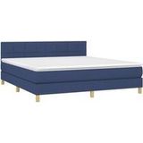 Jinlefu - Boxspringbett mit Matratze & led Blau 160x200 cm Stoff vidaXL