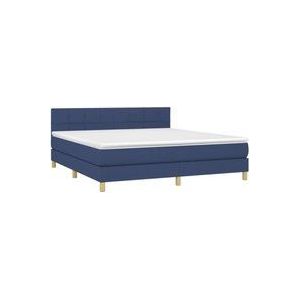 Jinlefu - Boxspringbett mit Matratze & led Blau 160x200 cm Stoff vidaXL