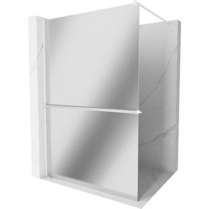 Mexen - Kioto+ Duschwand mit Ablage Walk-in 140 x 200 cm, Spiegel, Weiß - 800-140-121-20-50