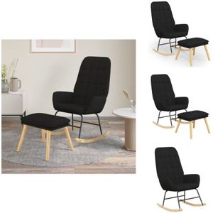 Vidaxl - Schaukelstuhl mit Fußhocker Schwarz Stoff - Schaukelstuhl - Sessel - Relaxsessel - Lounge Chair - Bequemer Stuhl