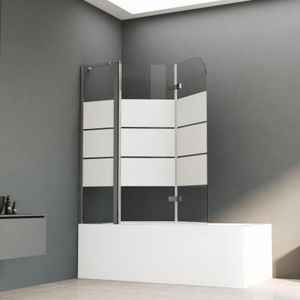 Duschwand für Badewanne 140 x 140 cm Boromal Duschwand 3-teilig Faltbar mit Streifen Duschfaltwand Badewannenaufsatz Duschtrennwand Badewannenwand