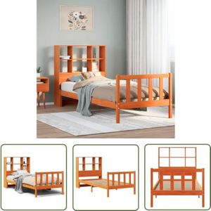 VidaXL Massivholzbett mit Regal ohne Matratze Wachsbraun 100x200 cm