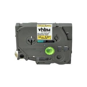 vhbw 1x Schriftband-Kassette kompatibel mit Brother PT 50 Years, 540, 3600, 520, 530, 4000 Etiketten-Drucker 12mm Schwarz auf Gelb, Extra Stark