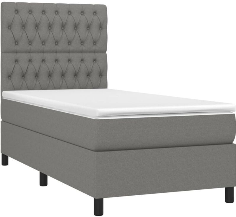 Vidaxl - Boxspringbett mit Matratze Dunkelgrau 100x200 cm Stoff