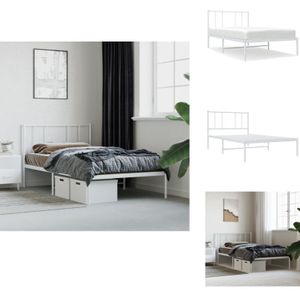 Vidaxl - Bettgestell mit Kopfteil Metall Weiß 90x190 cm - Metallbett - Doppelbett - Boxspringbetten - Bettsystem - Schlafzimmereinrichtung