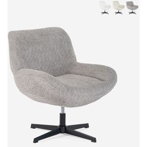 Ahd Amazing Home Design - Sessel drehbar elegant aus Bouclé-Stoff fürs Wohnzimmer Büro Lehm - Grau