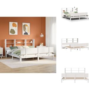 Vidaxl - Massivholzbett mit Regal ohne Matratze Weiß 200x200 cm Kiefer - Bett Mit Regal - Bett Mit Bücherregal - Holzbett Mit Regal - Holzbett Mit