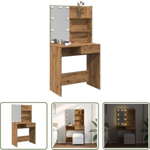 VidaXL Schminktisch mit LED-Leuchten Artisan-Eiche 74,5x40x141 cm