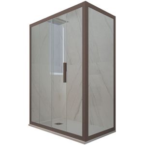 Forte - Eck-Duschkabine in pvc 90x130 Klarglas Chocolate Deco Duo
