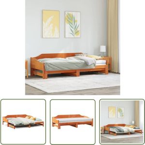 vidaXL Tagesbett Ausziehbar Wachsbraun 80x200 cm Massivholz Kiefer