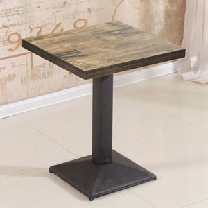 Esstisch Stehtisch Quadratisch, Bistrotisch Outdoor aus Eisen und Holzbohlen, Küchentisch 60 x 75 cm AQ01