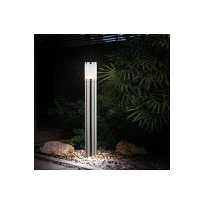 Wegeleuchte Außenstehlampe h 80 cm Gartenlampe Außenleuchte Edelstahl, silber Kunststoff opal, 1x E27 Fassung, DxH 14x80 cm