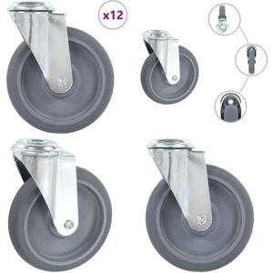 Vidaxl - 12 Stk. Lenkrollen mit Bolzenloch 125 mm
