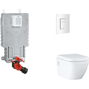 Uniset - Set Vorwandelement, wc mit Softclose-Sitz und Skate Cosmopolitan-Betätigungsplatte, Alpinweiß SANI15BB3109 - Grohe