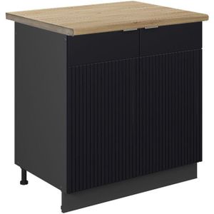 Küchenschränke Fame-Line, Schwarz gestreift, 80 cm , ap Eiche Vicco