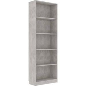 Vidaxl - Bücherregal 5 Fächer Betongrau 60x24x175 cm Holzwerkstoff
