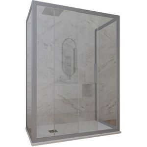 Forte - 3-seitige Duschkabine 80x150x80 Klarglas Silver Deco Trio