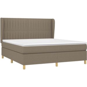 Jinlefu - Boxspringbett mit Matratze Taupe 180x200 cm Stoff vidaXL