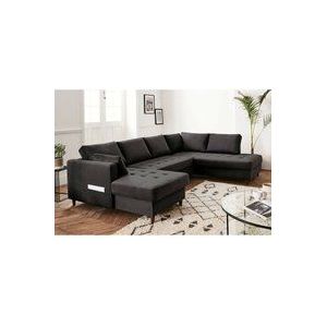 Lisa Design - Anna – wohnlandschaft ecksofa – mit schlaffunktion und bettkasten – 7-sitzer – zeitgenössischer stil– rechts - dunkelgrau