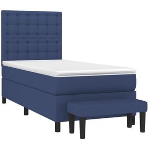 Jinlefu - Boxspringbett mit Matratze Blau 100x200 cm Stoff vidaXL