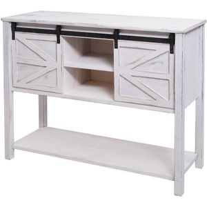Kommode HHG-642, Schiebetürenschrank Sideboard Schrank, Shabby-Look Vintage 81x102x34cm weiß