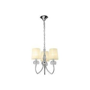 Inspired Mantra Fusion Loewe Loewe Pendelleuchte 3-flammig E14, poliertes Chrom mit cremefarbenen Schirmen