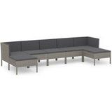 7-tlg. Garten-Lounge-Set mit Auflagen Poly Rattan Grau Vidaxl