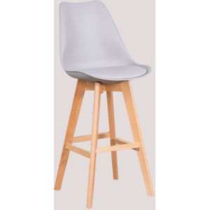 Sklum - 4er-Pack hohe Hocker 75 cm mit Kissen aus Kunstleder Nordic Helles Grau