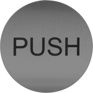 Hinweisschild Push Schild ø 60mm selbstklebende Beschilderung Türschild, Kunststoff Edelstahl-Effekt
