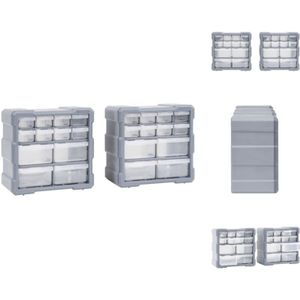Vidaxl - Werkzeugkästen - Living Multi-Schubladen-Organizer 2 Stk. 12 Schubladen 26,5x16x26 cm - Grau