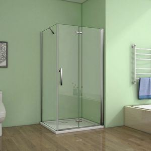90cm Tür x 100cm Seitenwand xH.195cm 6mm nano glas Falttür Drehtür