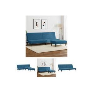 The Living Store - Schlafsofa 2-Sitzer mit Fußhocker Blau Samt - Samtsofa - Schlafsofa - Sofa Mit Betfunktion - Gästebett - Wohnraumgestaltung