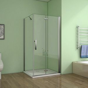 120cm Tür x 76cm Seitenwand xH.195cm 6mm nano glas Falttür Drehtür