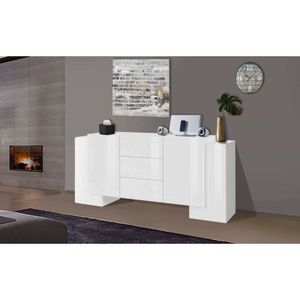 Dmora - Kommode Dcuom, Küchen-Sideboard mit 2 Türen und 3 Schubladen, Wohnzimmer-Buffet, Küchen-Sideboard, 100% Made in Italy, cm 210x45h85, glänzend