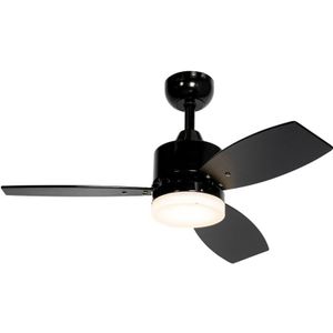 Deckenventilator für Außenbereich schwarz inkl. led mit Fernbedienung IP44 - Toledo