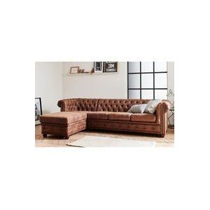 Lisa Design - Winston - ecksofa chesterfield - 4 sitzplätze - industriestil - links - braun