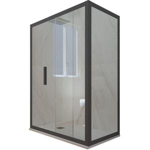 Forte - Eck-Duschkabine in pvc 75x100 Klarglas Anthrazit Deco Duo