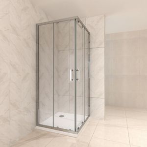Iflair - Duschkabine mit Schiebetüren Eckdusche mit Rollensystem aus esg Glas 180 cm Hoch 70x95 cm