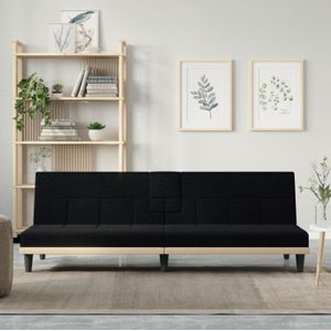 Schlafsofa mit Getränkehaltern Schwarz Stoff