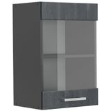 Küchenglasschrank R-Line, Schwarz Beton, 40 cm, Vicco