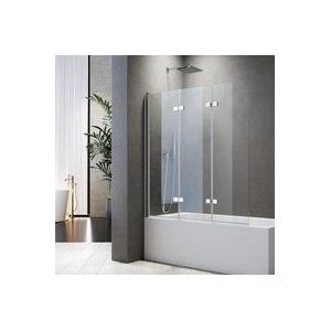 Boromal - Duschwand für Badewanne 120 x 140 cm 3 teilig faltbar 5 mm Sicherheitsglas esg Klar hell Profilfarbe Chromoptik Duschabtrennung für