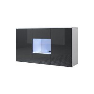 Sideboard Hängend Küchenschrank Kommode Wohnzimmerschrank 3 Türen Aufbewarungsschrank Buffet Esszimmer 120x70x40cm Modell Luke A2 Weiss mit Schwarz