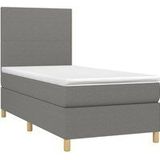 Jinlefu - Boxspringbett mit Matratze & led Dunkelgrau 100x200 cm Stoff vidaXL