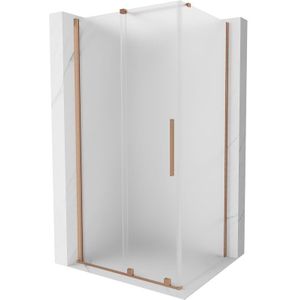 Mexen - Velar Duschkabine, Schiebetür, 100 x 80 cm, Eisglas, gebürstetes Kupfer - 871-100-080-31-65