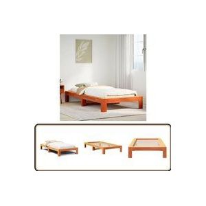 Massivholzbett ohne Matratze Wachsbraun 75x190 cm Kiefernholz - Vidaxl