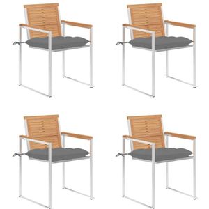 Vidaxl - Gartenstühle 4 Stk. mit Kissen Massivholz Teak