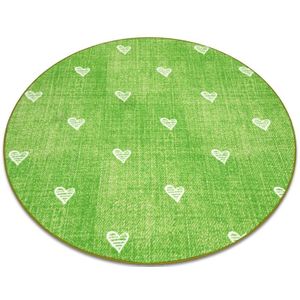 Teppich für Kinder hearts Kreis Jeans, vintage Herzen - grün green rund 170 cm