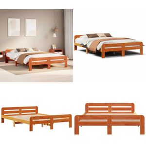 Massivholzbett ohne Matratze Wachsbraun 140x200 cm Kiefernholz - Vidaxl